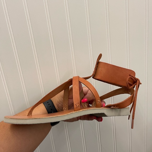 Free People Vacation Day Wrap Brown Leather Sandals Sz 38 - Picture 3 of 13